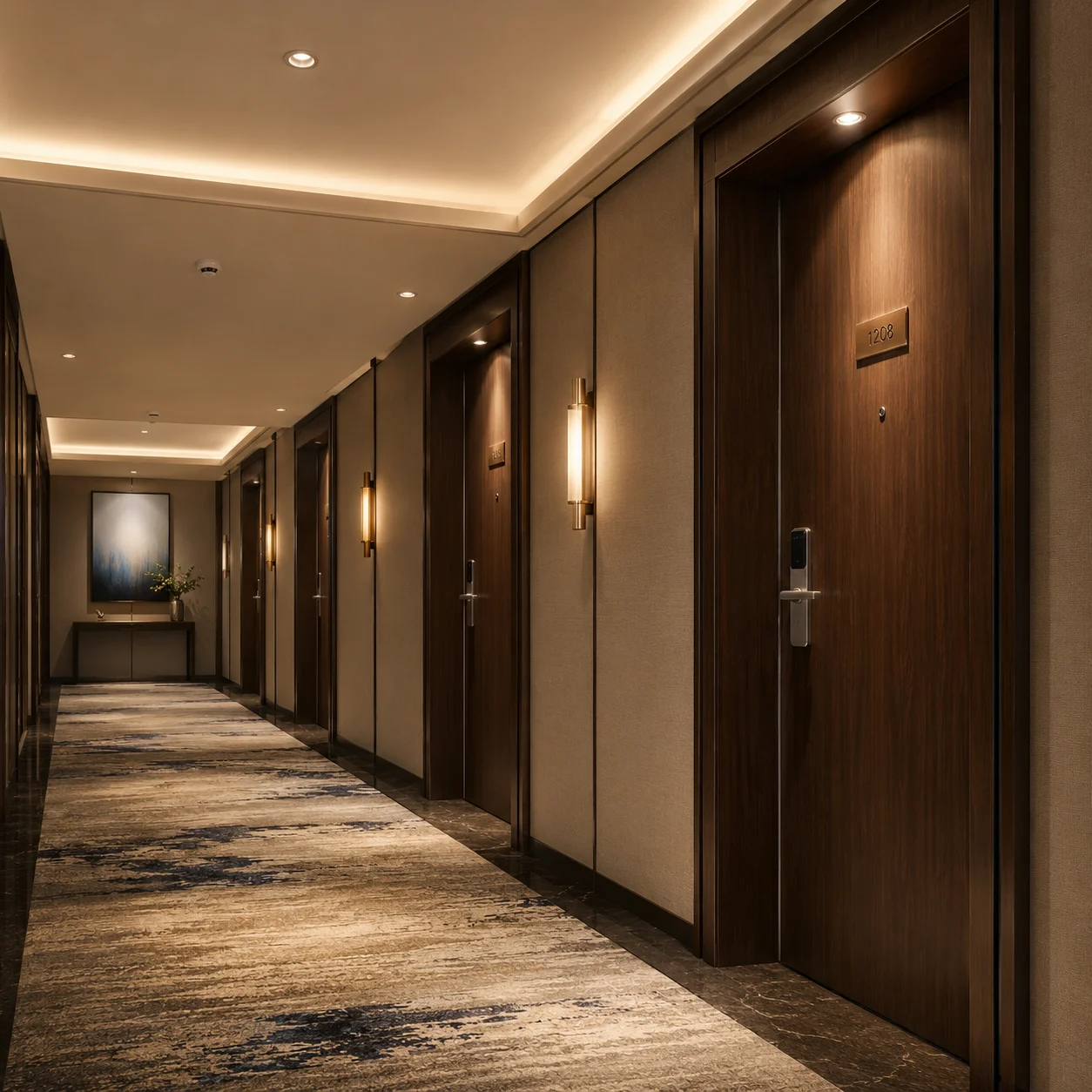 Hotel guestroom and corridor doors