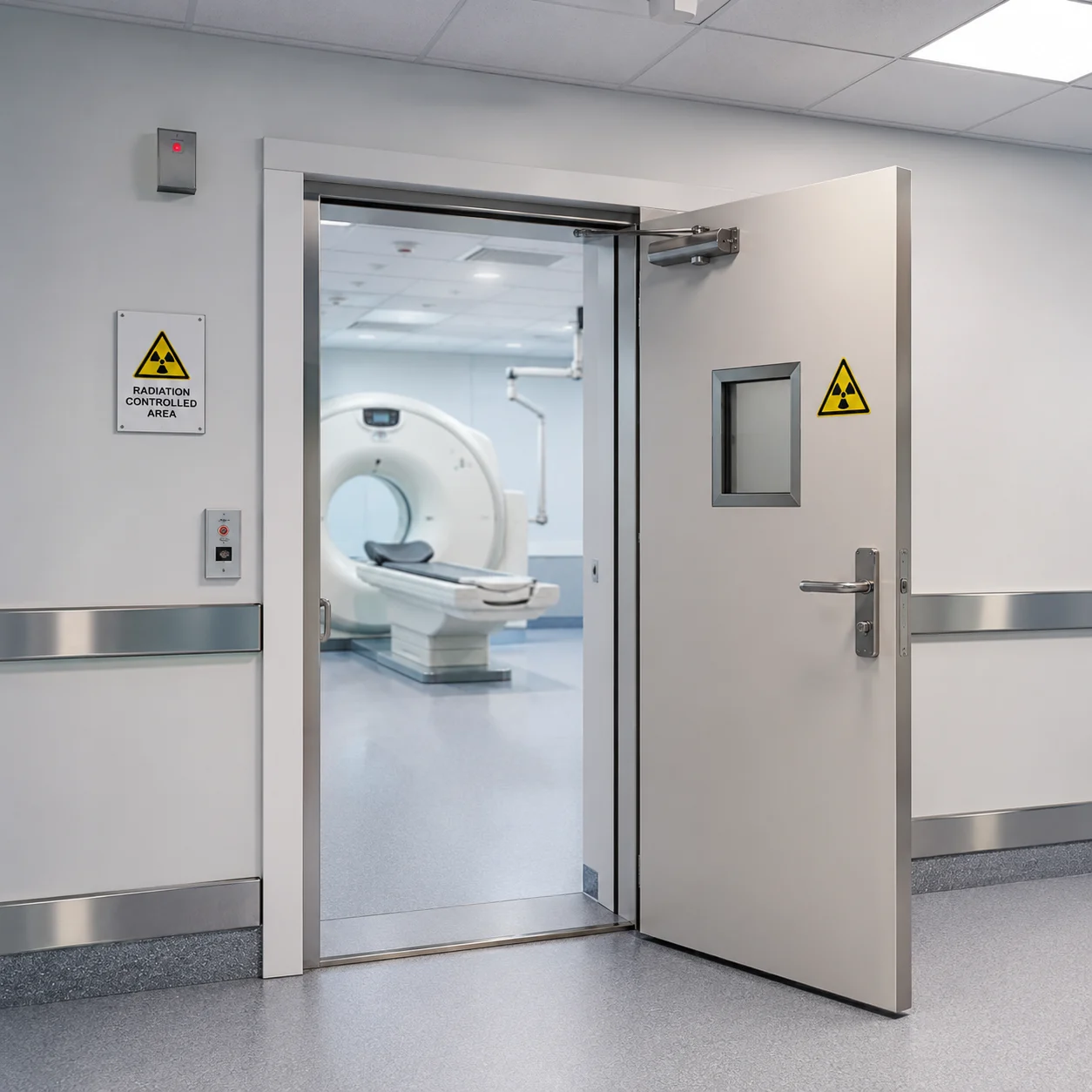 Lead-lined door for an X-ray room
