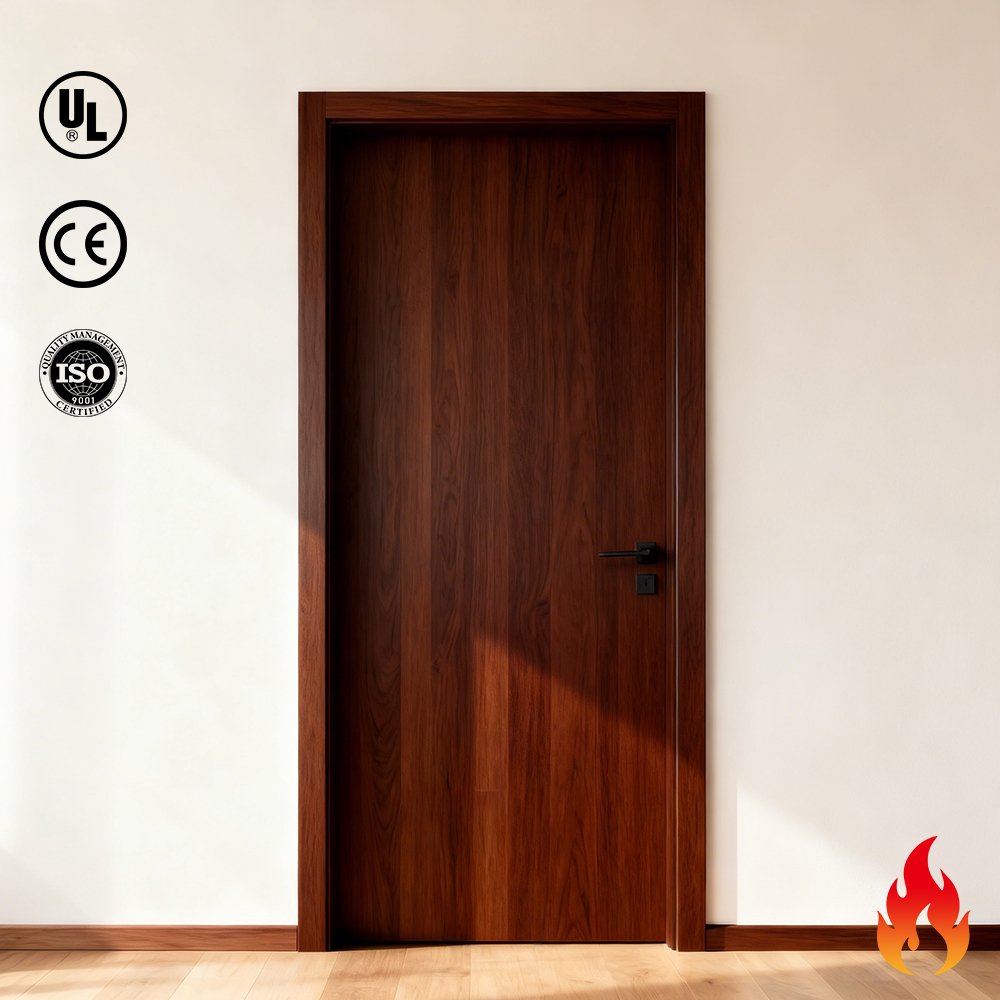 Flat panel wood fire door design