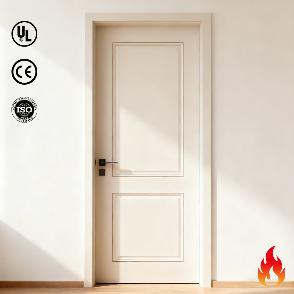 Molded panel wood fire door design