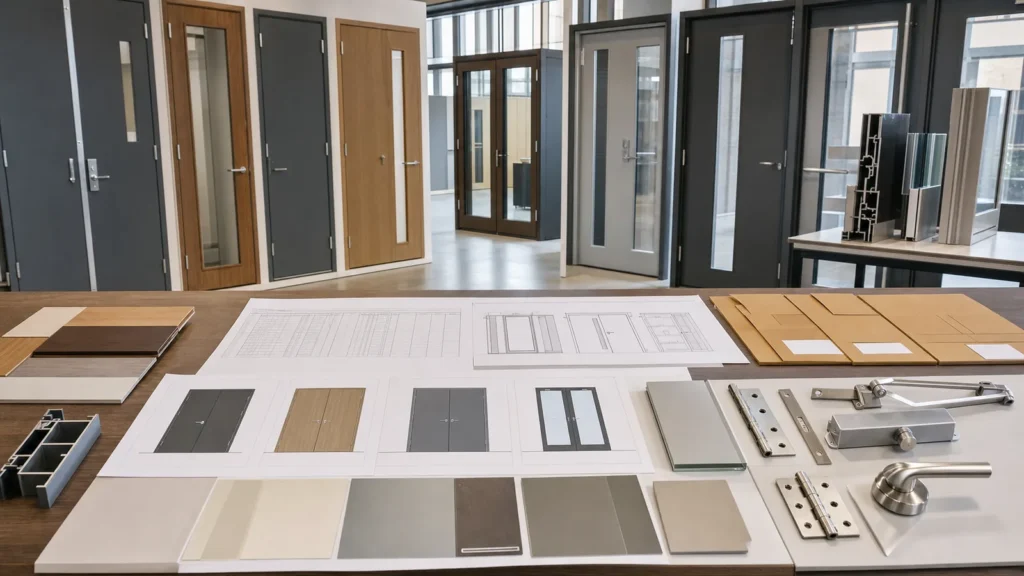 Commercial door quotation drawings finish samples frame sections and coordinated hardware