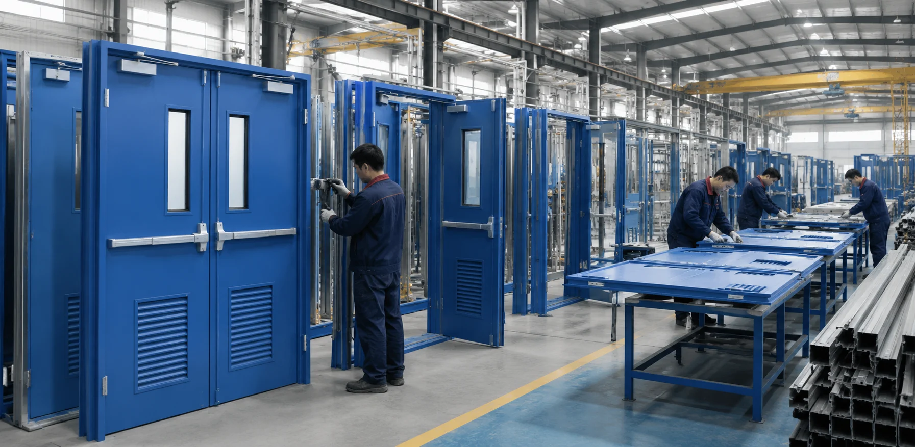 Fire door production and factory handling
