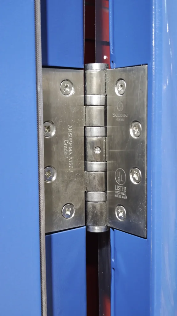 Hinge installed on steel door and frame